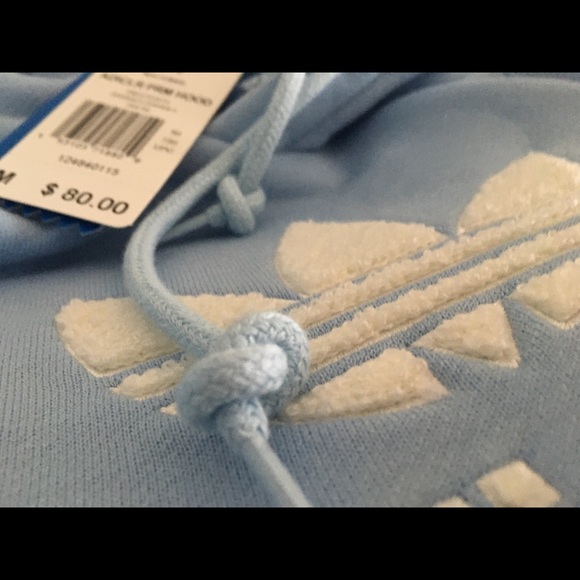 NWT L large adidas original pullover  hoodie sweatshirt with fluffy trefoil - Picture 2 of 3